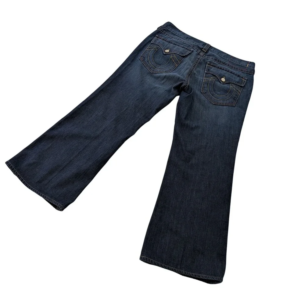 VTG True Religion Mens Billy Bootcut Jeans 38x20 Dark Wash Flap Pocket Made USA